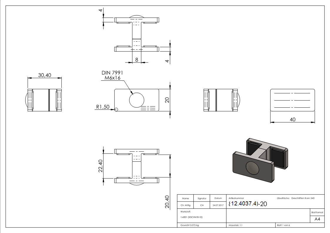 Glasausrichter - fuer Glas- 20-76-21-52 mm - V2A-12-4037.4