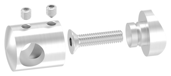 Querstabhalter Ø 22 mm | Anschluss: 33,7 mm | mit Bohrung: 12,2 mm | V2A