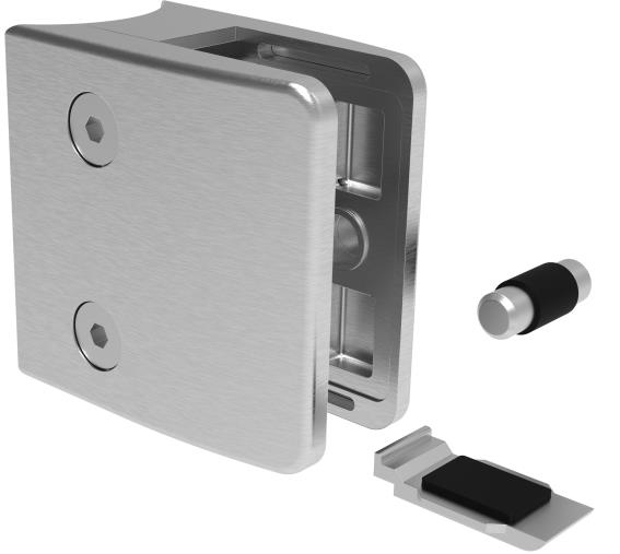 Glasklemme Edelstahl AISI 304 fuer Pfosten D42-4- Glas 12-17-52 mm- geschliffen-89-11A2400042-A.4