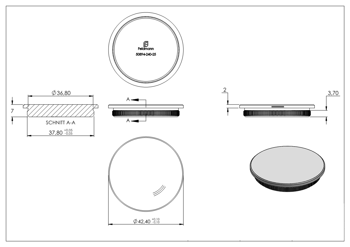 Stopfen, für Rohr 42,4 x 2,5mm, V2A