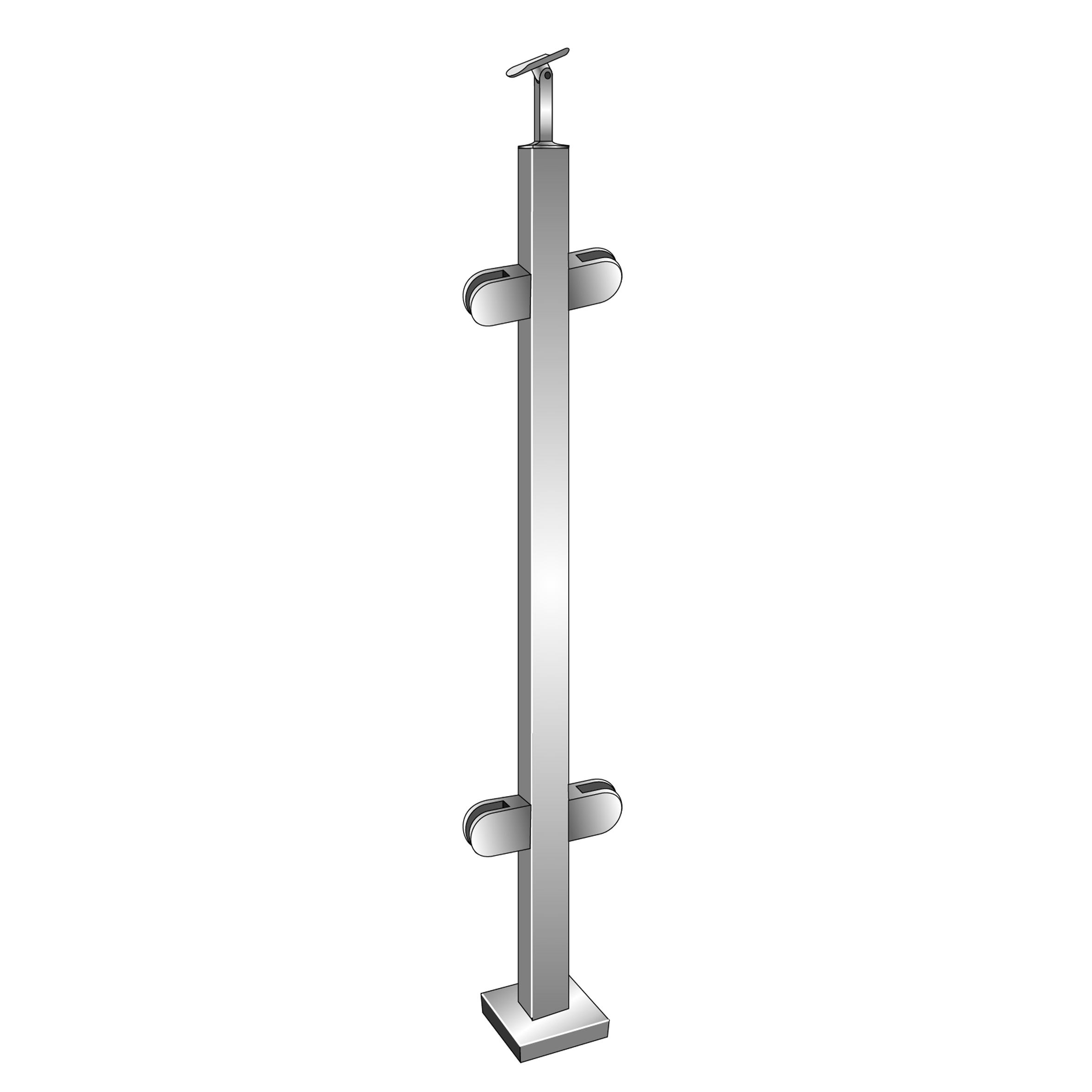 Gelaenderpfosten V2A 40x40x2 mm 900 mm Oberverankerung fuer Glas- geschliffen-14-0064EG-A.4