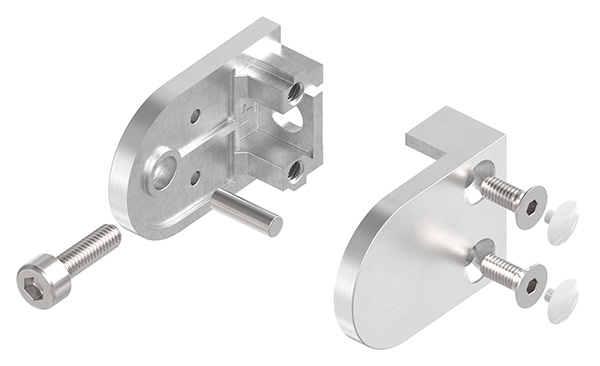 Glasklemme 40x28x17,4 mm Ø 42,4 mm, für 8,00 mm ESG Glas