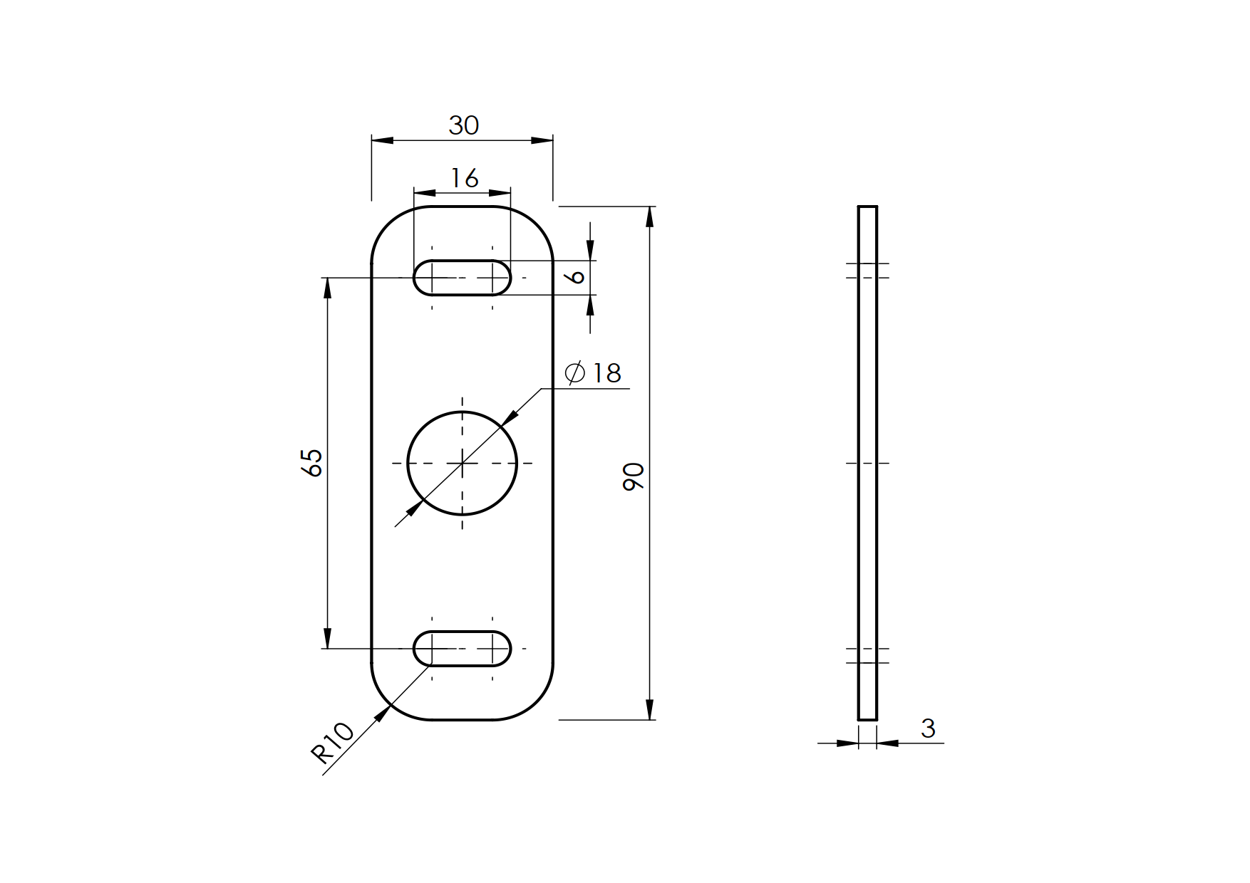 Anschraubplatte V2A 30 x 90 x 3 mm fuer verstellbare Scharniere-89-11D83030X90X3-A.4
