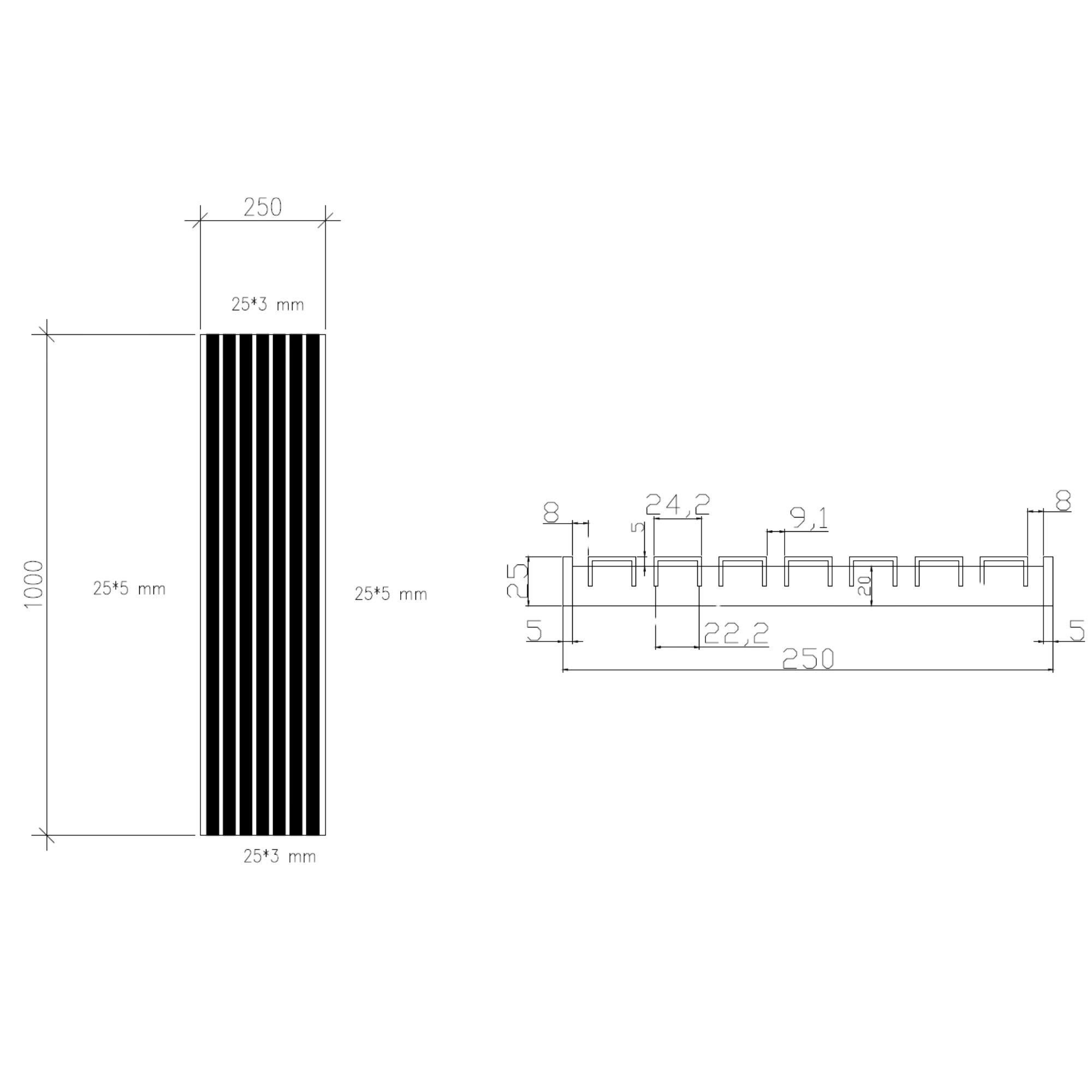 Bootsstegrost Masse- 250x1000x25 mm feuerverzinkt-22-25100202.7