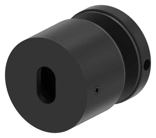 Glaspunkthalter 52mm- flach- verstellbar- V2A- pulverbeschichtet in RAL 9005 schwarz matt-88-1160250-240.9005