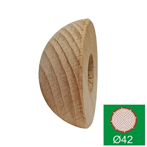 Handlauf-Endkappe Buchenholz fuer Ø 42 mm- halbrund- roh-89-11WBD42G2-A.4