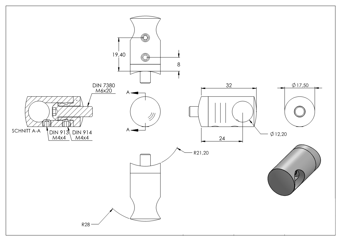 Halter für Quergurt für 42,4mm Rohr