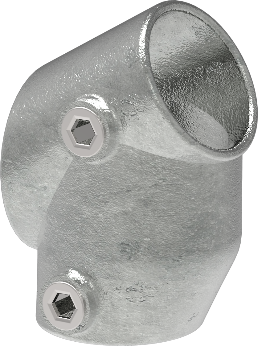 Rohrverbinder T-Stueck kurz 30-60° Ø 48-3 mm -1 1-2- - Temperguss verzinkt - 129D48-129D48