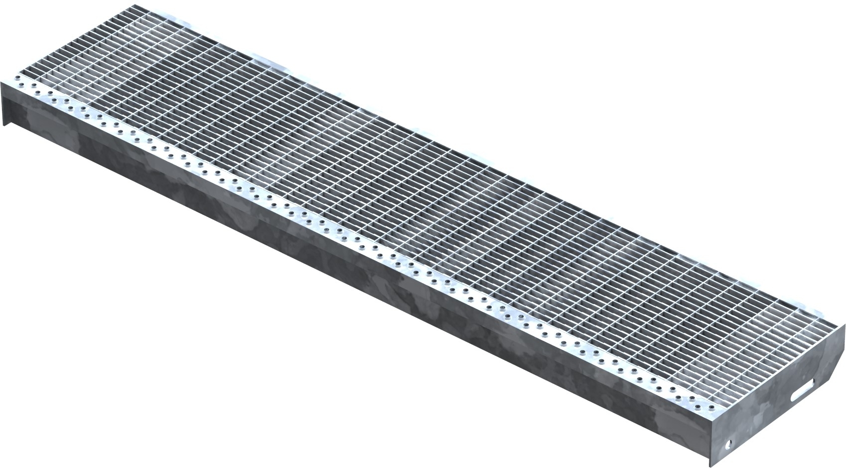 Gitterroststufe Treppenstufe Maße: 1200x270 mm 30/10 mm S235JR (St37-2), im Vollbad feuerverzinkt
