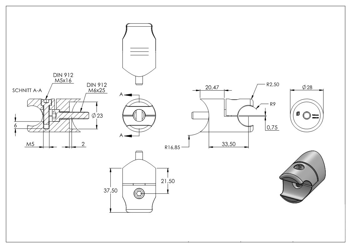 Blechhalter für Klemmprofil 18mm Anschluss: 33,7mm