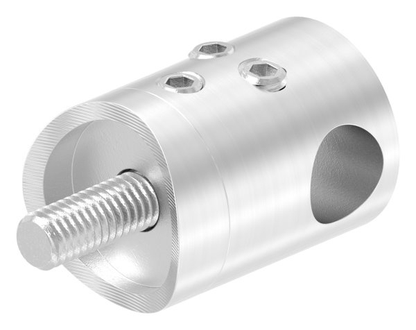 Querstabhalter V2A Edelstahl – Anschluss Ø 42,4 mm, Stoßverbindung Ø 22 mm für Rundstäbe 10 mm inkl. Schrauben