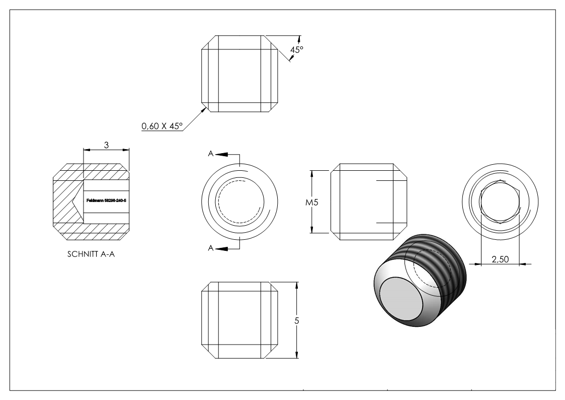 Gewindestift M5 x 5, A2, DIN 913 / ISO 4026