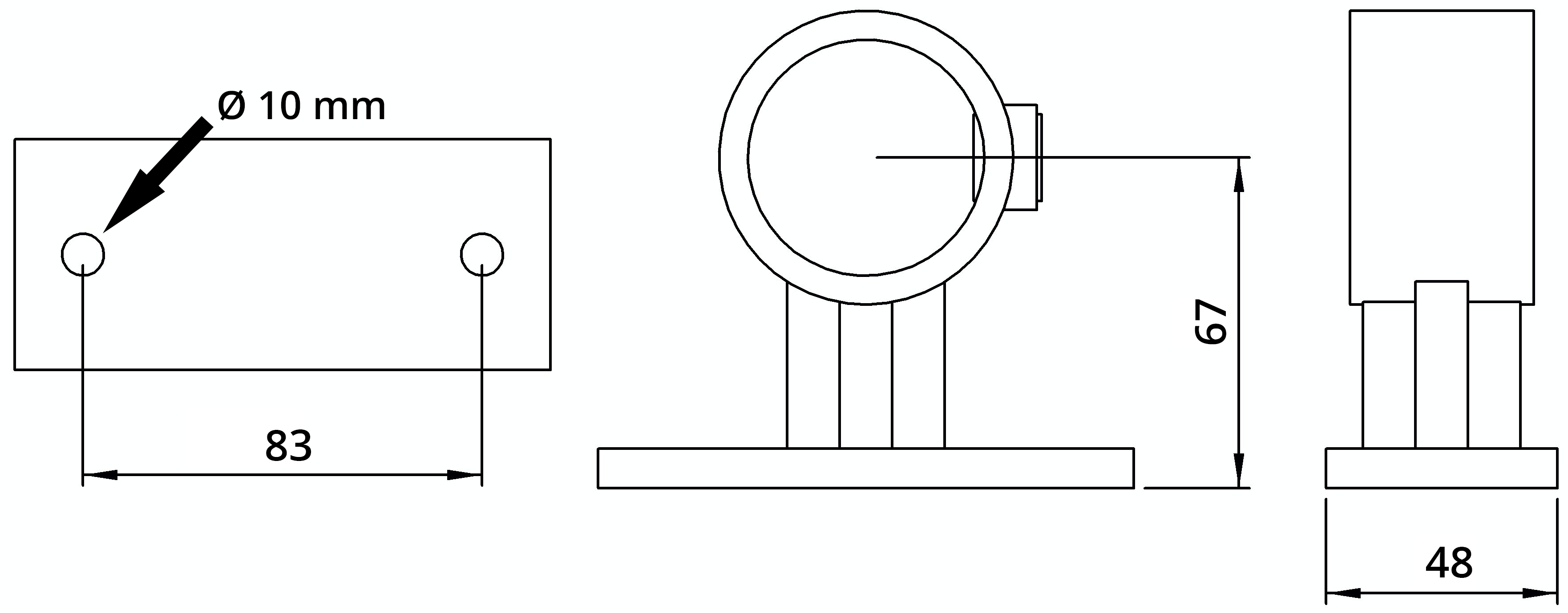 Rohrverbinder | Handlaufhalterung Befestigungsschraube 90° | 143WD48 | 48,3 mm | 1 1/2" | Feuerverzinkt u. Elektrogalvanisiert