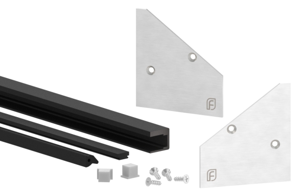 Montage-Set Glas 17,52mm eleganza canopy, für L=1800mm