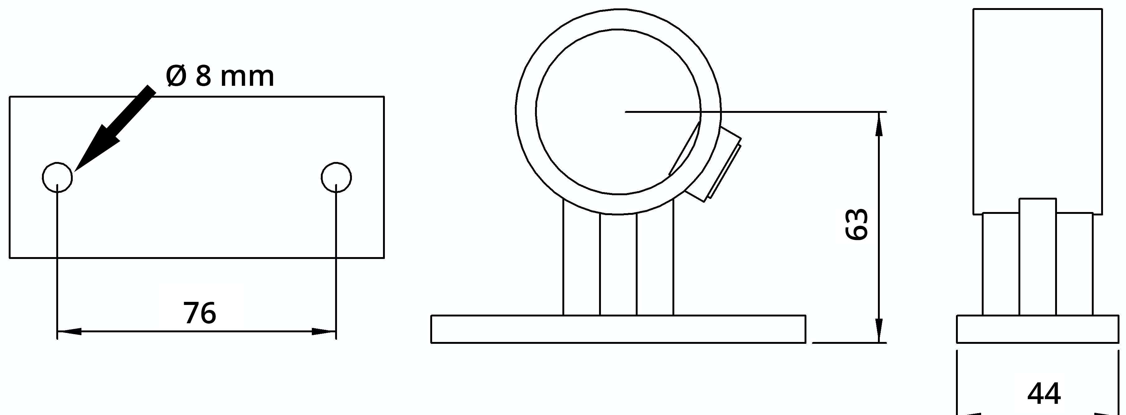 Rohrverbinder - Handlaufhalterung - 143C42 - 42-4 mm - 1 1-4- - Feuerverzinkt u. Elektrogalvanisiert-143C42