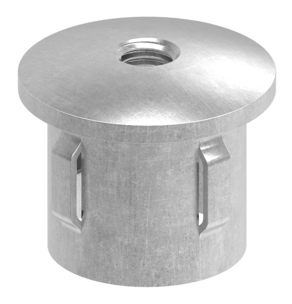 Stahlstopfen | leicht gewölbt | mit M8 | für Rundrohr Ø 33,7x2,5-2,9 mm | Stahl S235JR, roh