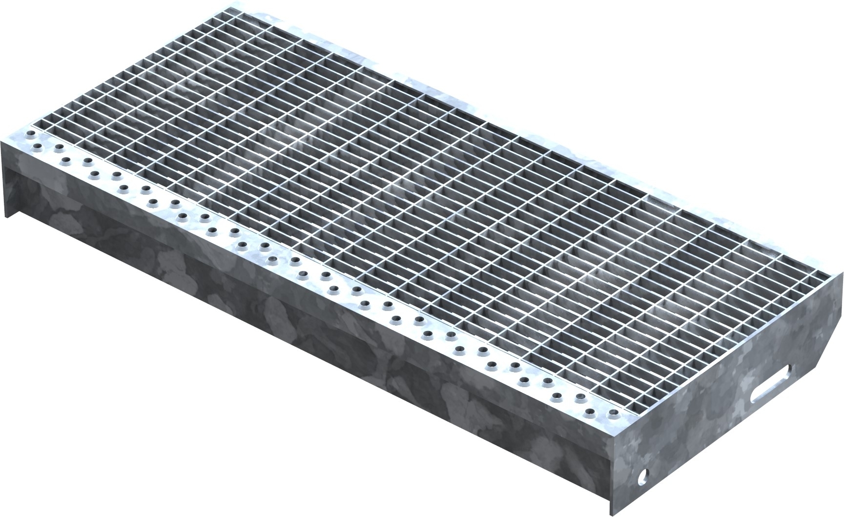 Gitterroststufe Treppenstufe Masse- 600x270 mm 30-10 mm S235JR -St37-2- im Vollbad feuerverzinkt-40-602731.7