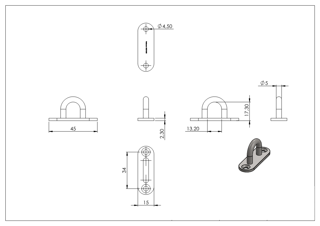 Befestigungsöse mit ovaler Platte V4A