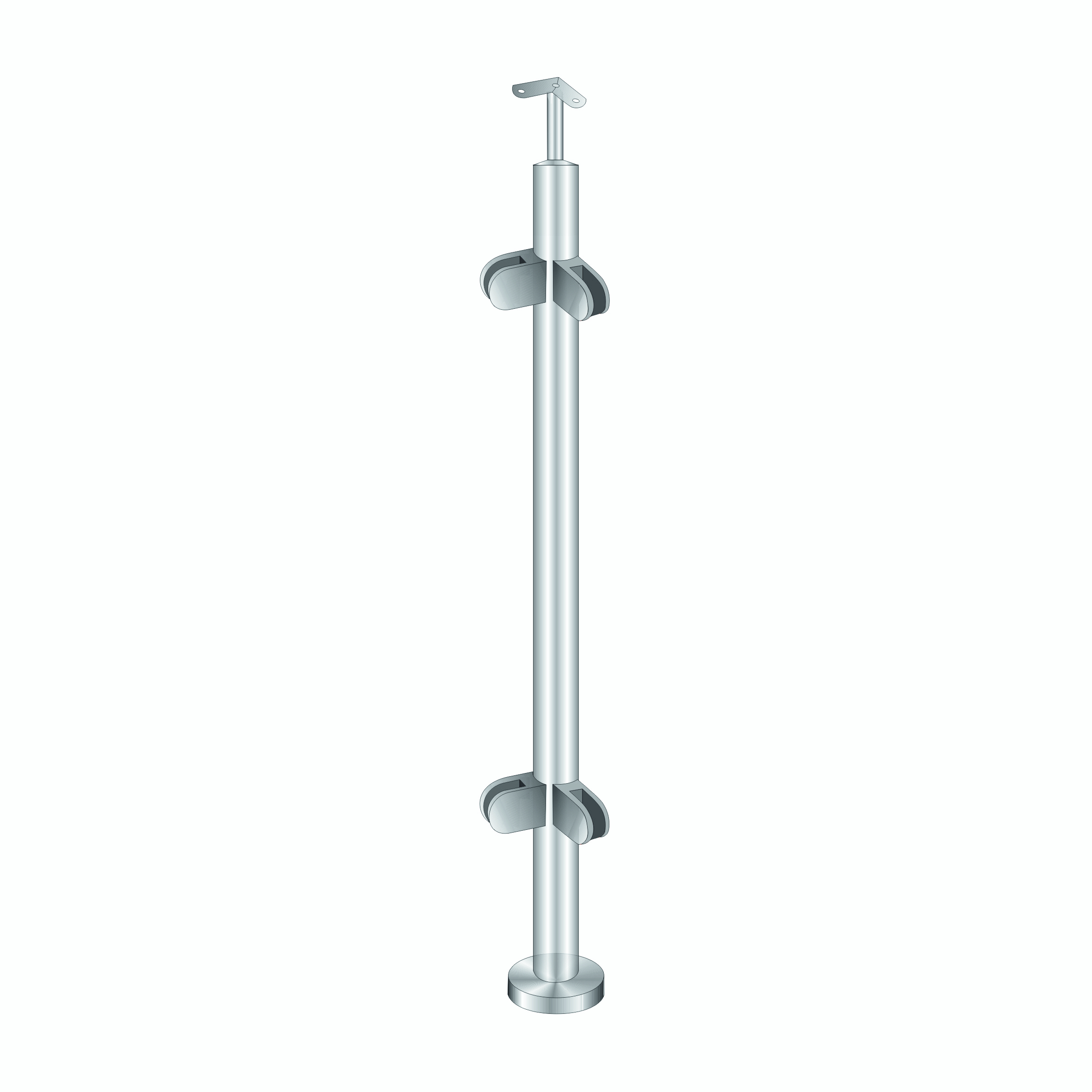 Eckpfosten V2A D42-4x2 1100 mm Oberverankerung geschliffen fuer Glas-14-0035RG-A.4