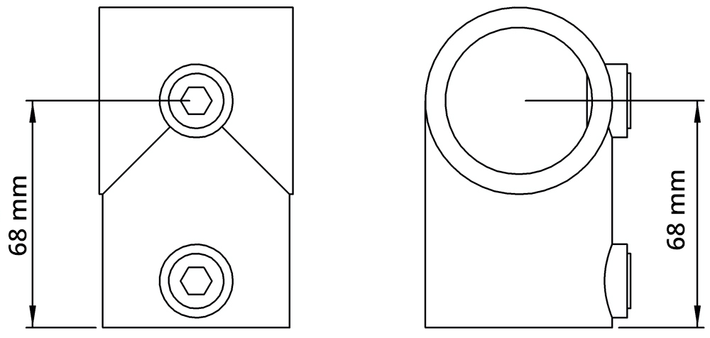 Rohrverbinder | T-Stück kurz | 101C42/D48 | 42,4 mm; 48,3 mm | 1 1/4"; 1 1/2" | Temperguss u. Elektrogalvanisiert