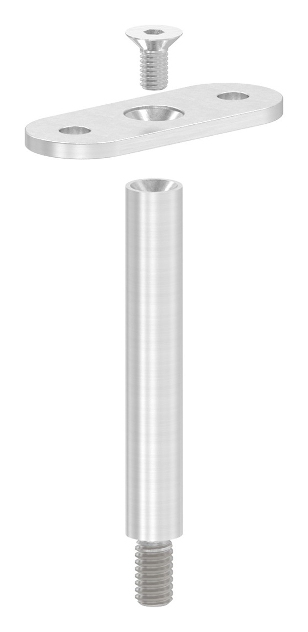 Handlaufstift Edelstahl V2A Ø 12 mm H- 78 mm mit gerader Anschlussplatte-88-1160710.240