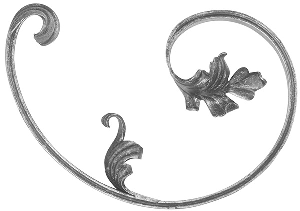 Barockelement | rechts | Schwerbarock | Maße: 200x280 mm | Material: 16x8 mm | Stahl S235JR, roh