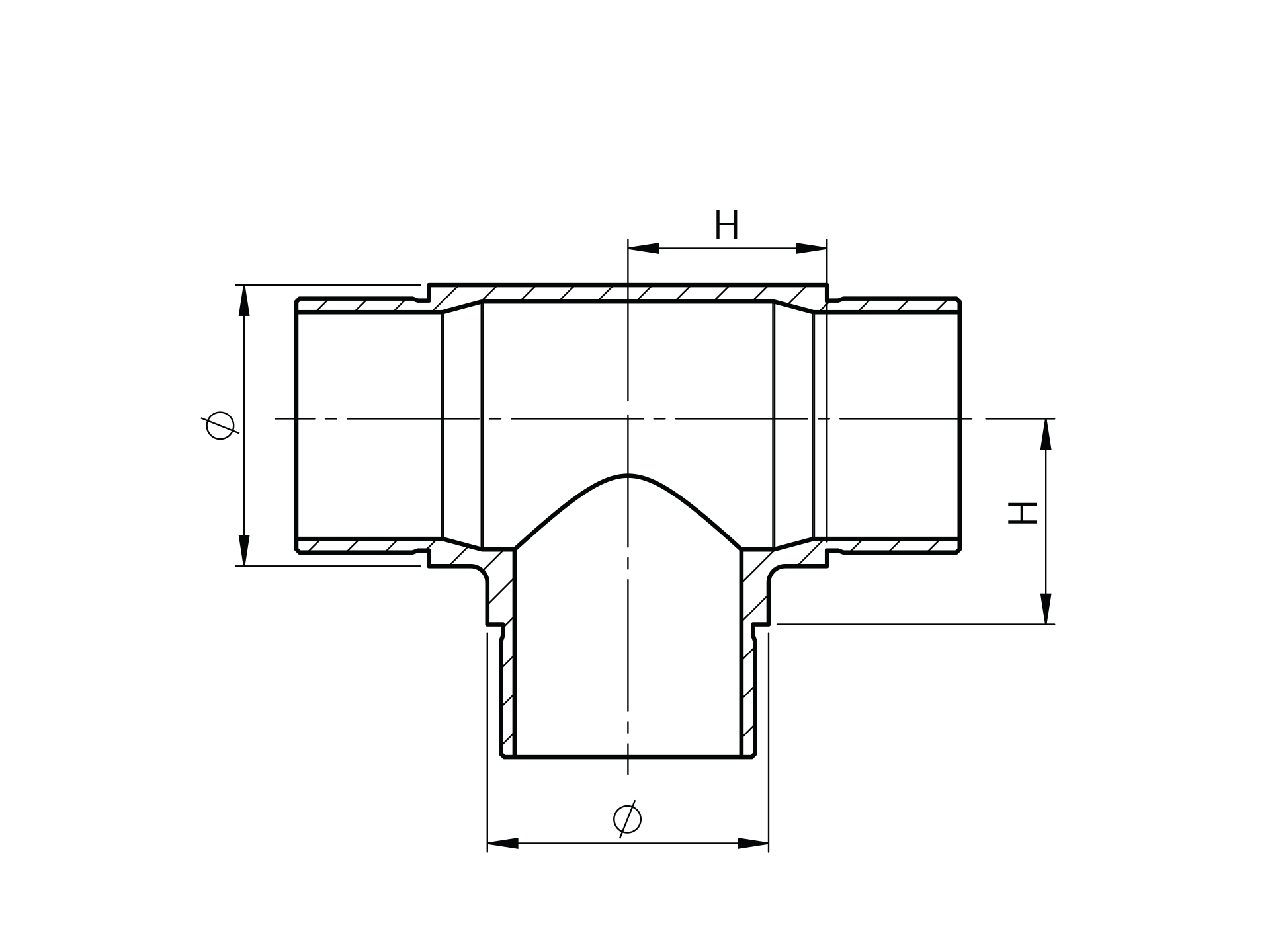 T-Stück mit gleichen Abgängen für Rundrohr Ø 42,4x2,0 mm V2A