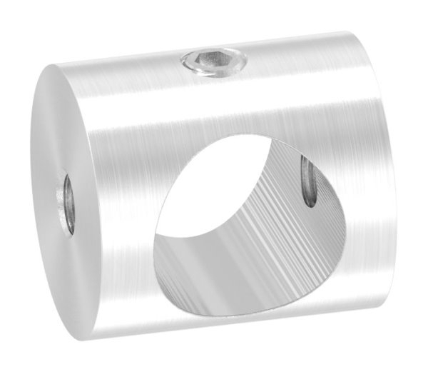Querstabhalter V2A Edelstahl – passend für Rundstäbe 14 mm zwischen zwei FLACHeisen (Durchführung) inkl. Schrauben