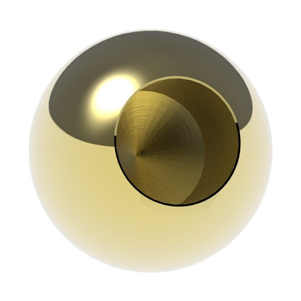 Messingkugel Ø 25mm vergoldet mit Sackloch 12-8mm-88-1190225-GO-S-12.8