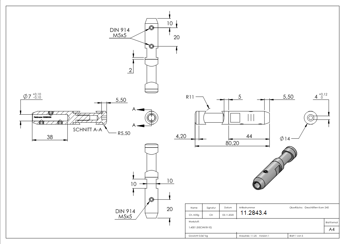 Seilhalter zum Schrauben und Spannen | Für Seil Ø 6 mm | V2A