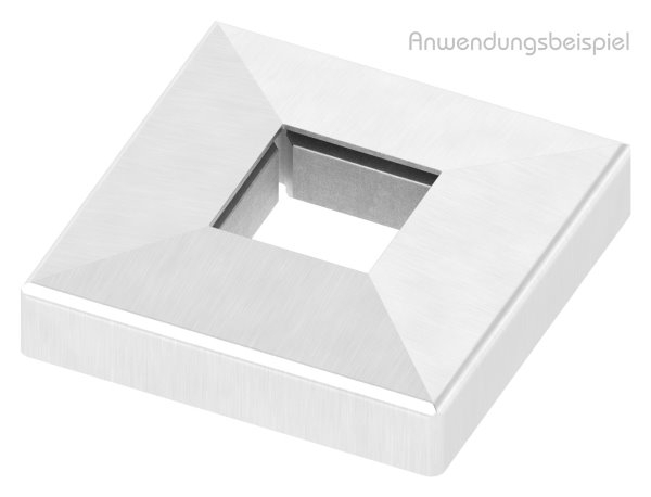 Abdeckrosette 108x108x25 mm für Vierkantrohr: 40x40 mm V2A