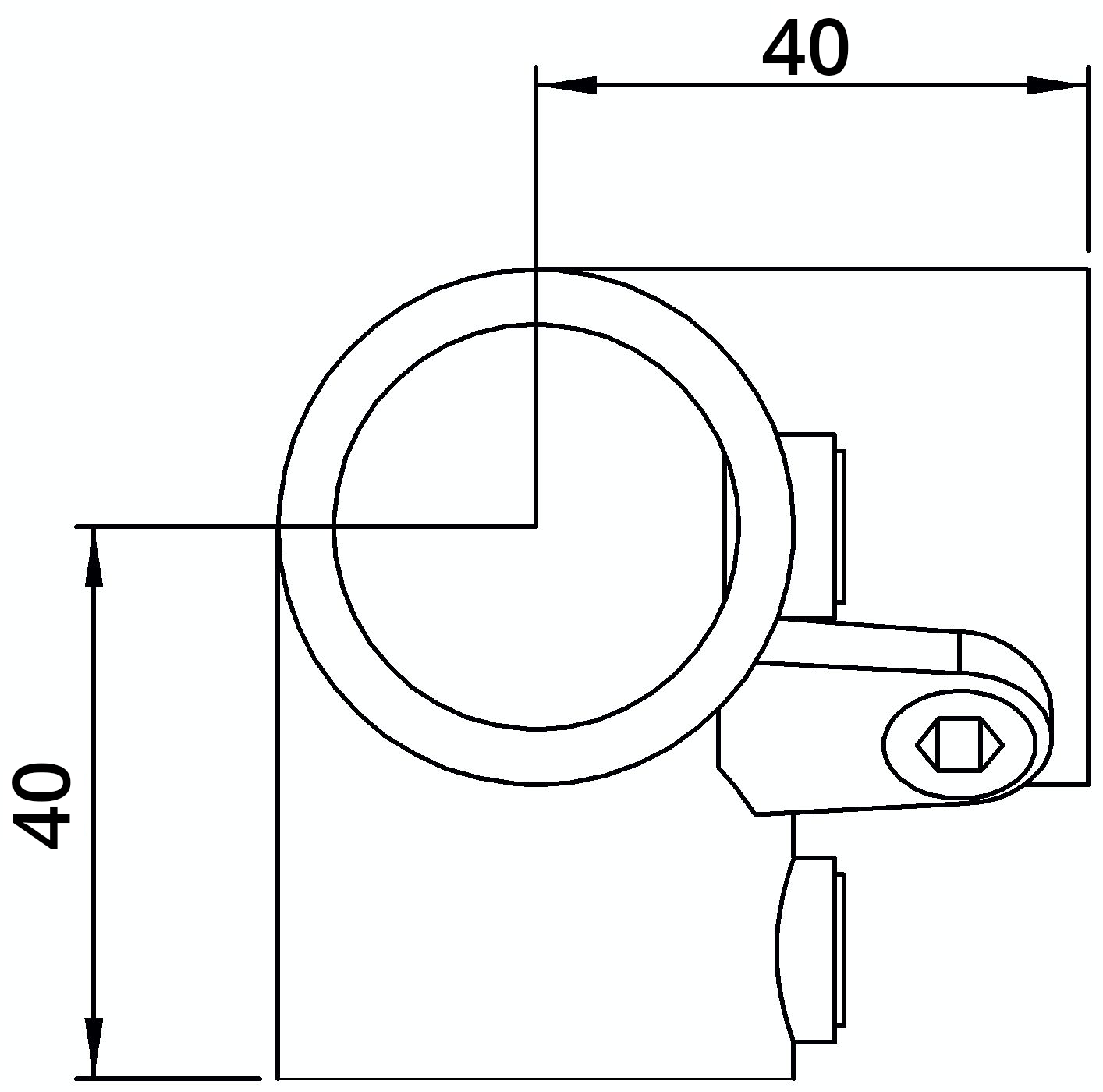 Rohrverbinder | Dreiweg-Eckstück 90° | 128A27 | 26,9 mm | 3/4" | Feuerverzinkt u. Elektrogalvanisiert
