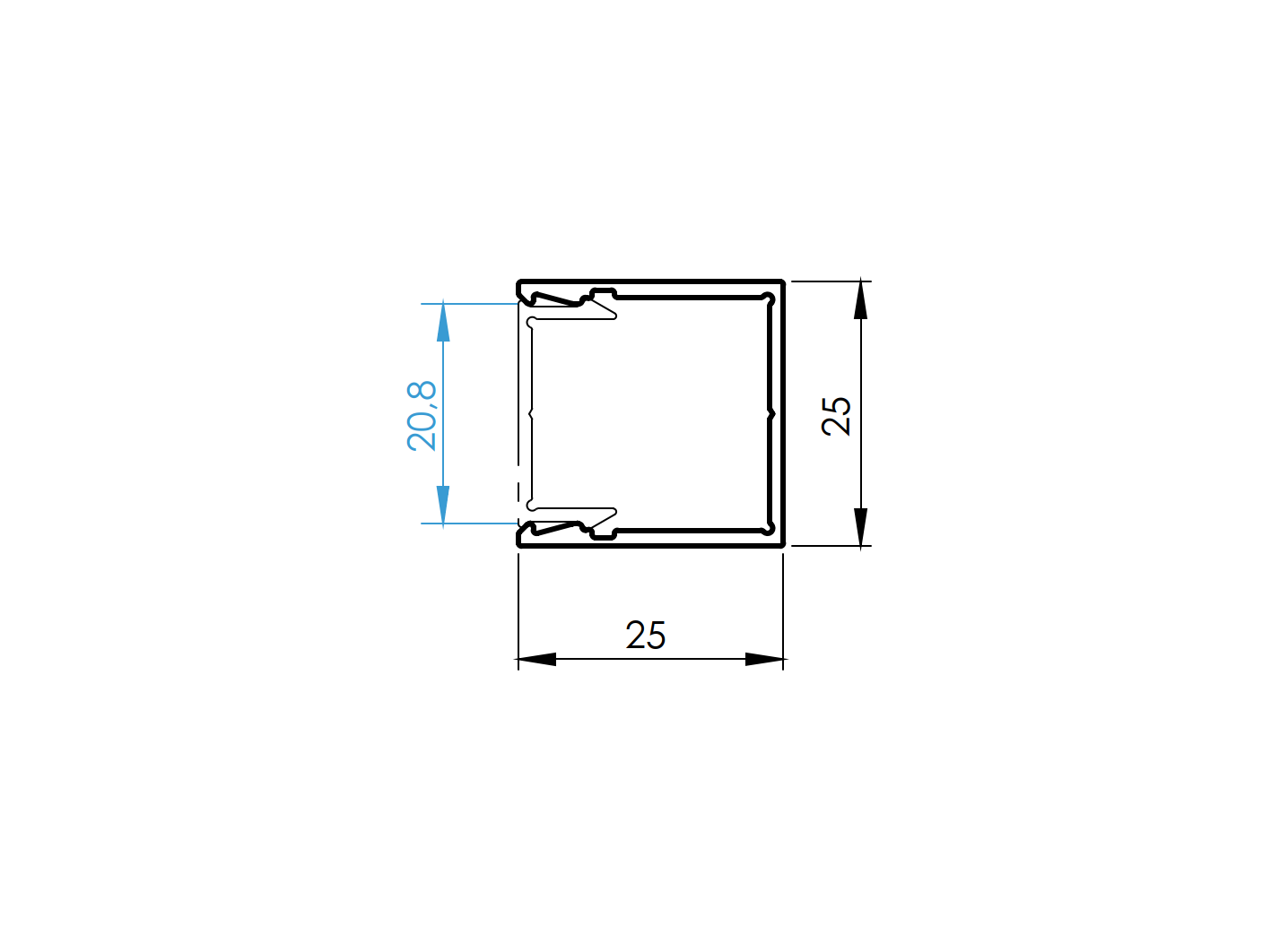 Zaunadapter Aluminium 25x25 mm- 6 m- Anthrazit RAL 7016 fuer 20 mm Fuellungen-89-11FGAL20U6000R7016-A.4
