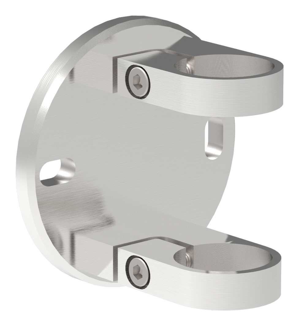 Wandbefestigung  Masse- 120x10 mm  zum Spannen fuer Rundrohr- Ø 42-4 mm - V2A-11-3065-A.4