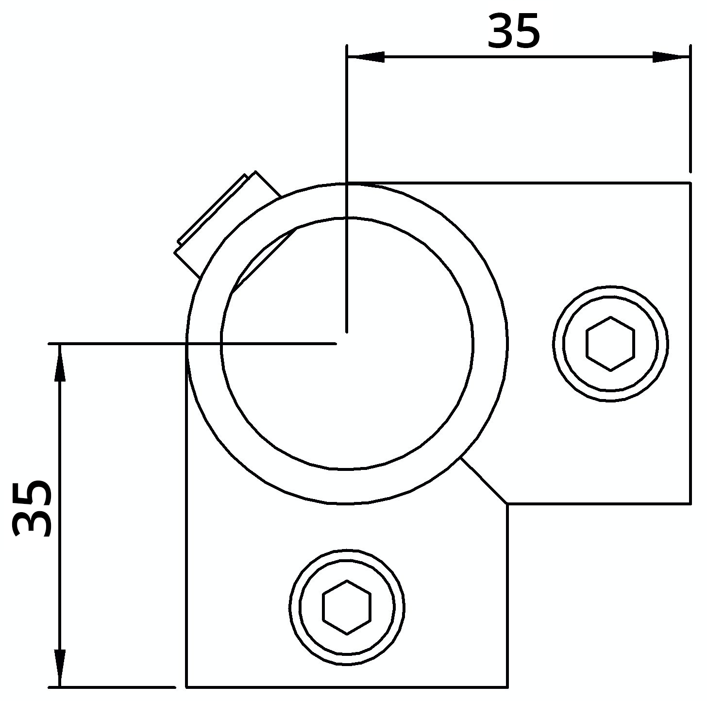 Rohrverbinder Eckstueck durchgehend Ø 21-3 mm -1-2- - Temperguss verzinkt - 116T21-116T21