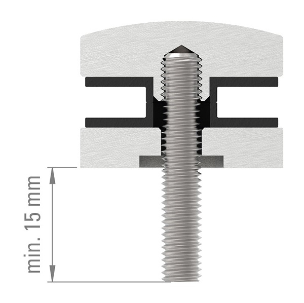 Glas-Punkthalter Oberteil | Ø 62 mm | V2A
