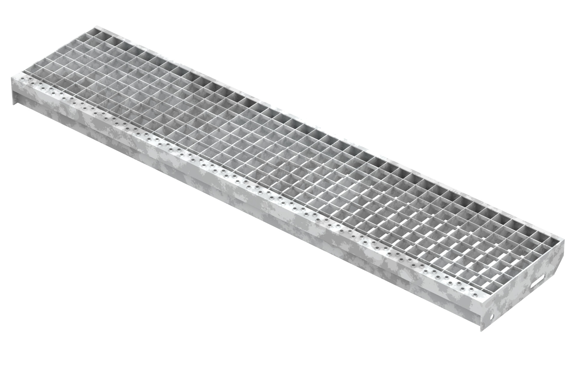 Gitterroststufe Treppenstufe | Maße: 1250x270 mm 30/30 mm | S235JR (St37-2), im Vollbad feuerverzinkt
