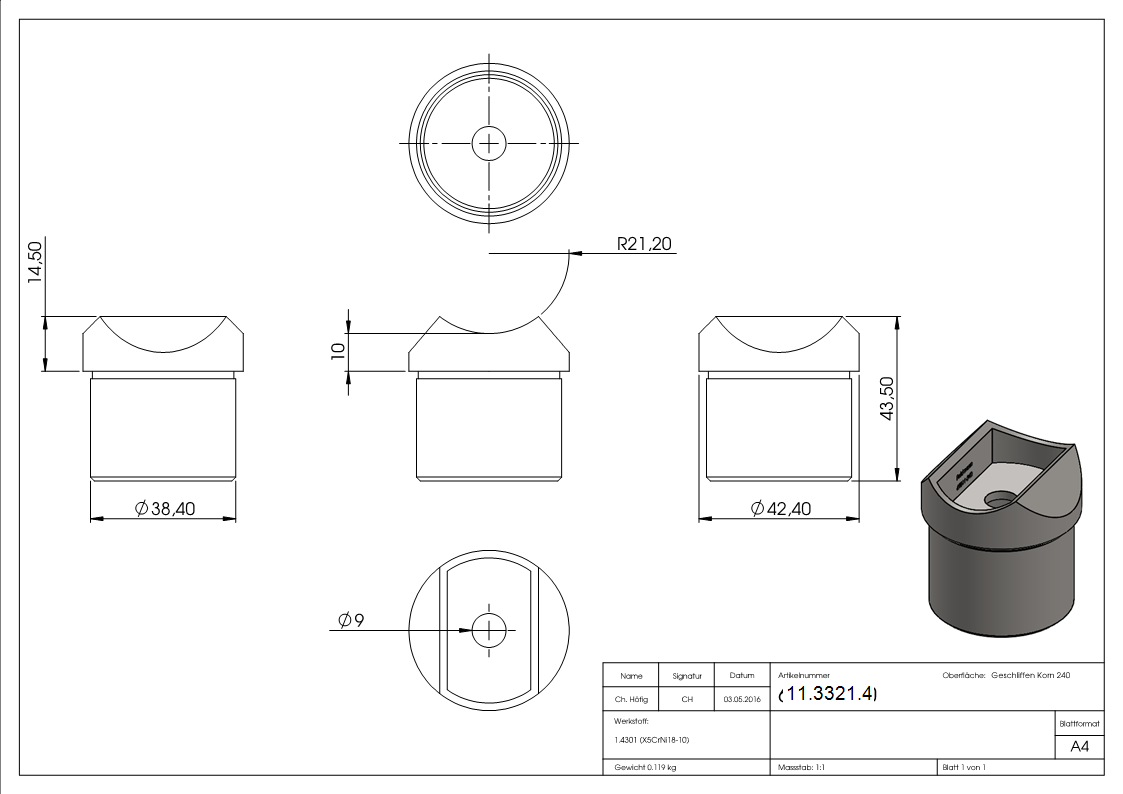 Rohrsattel V2A fuer 2x Rohr 42-4 mm-11-3321.4