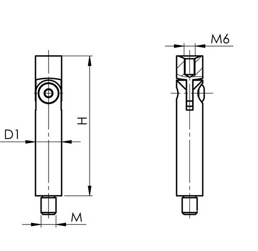 Gewindestift | Maße: 76x14 mm | mit Gelenk + Außen - und Innengewinde | V2A