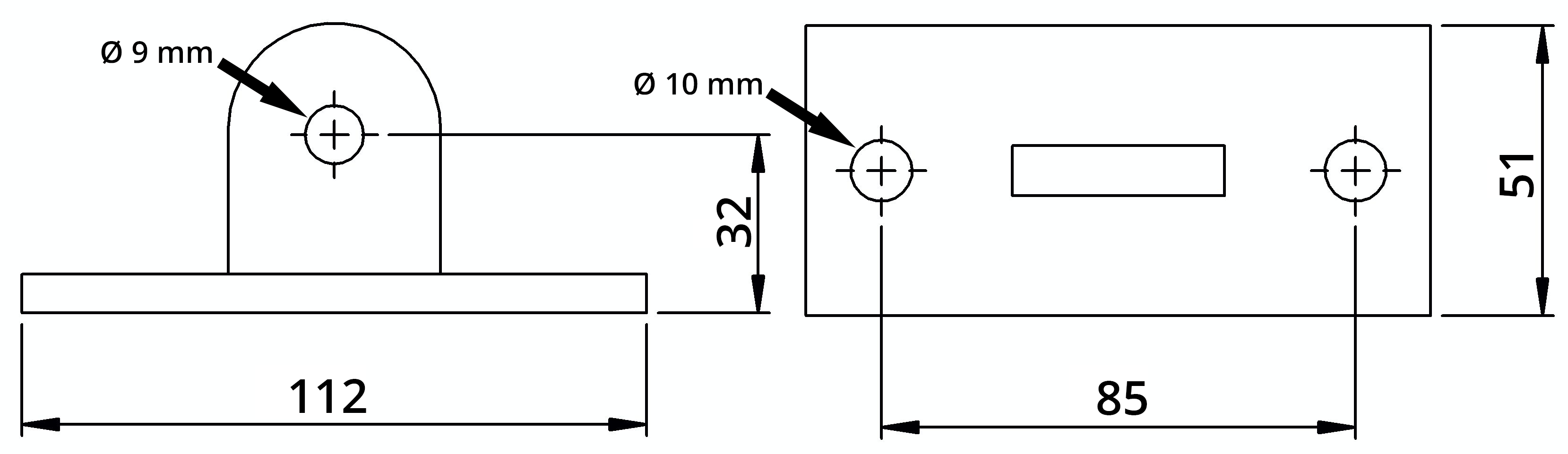 Rohrverbinder | Gelenkfußhalter | 169M | für A27 / B34 / C42 / D48 / E60 | Temperguss u. Elektrogalvanisiert