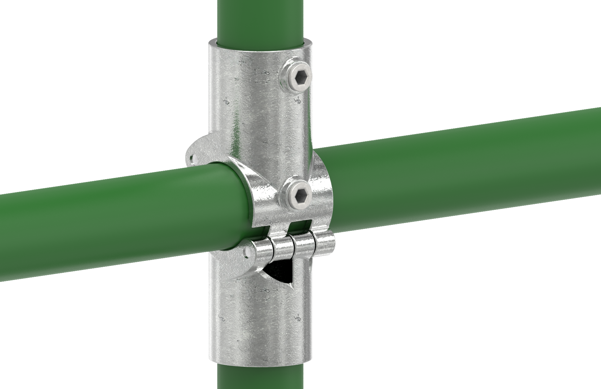Rohrverbinder T-Kreuzstueck mit Bolzen aufklappbar Ø 48-3 mm -1 1-2- - Temperguss verzinkt - 119D48-V-119D48-V