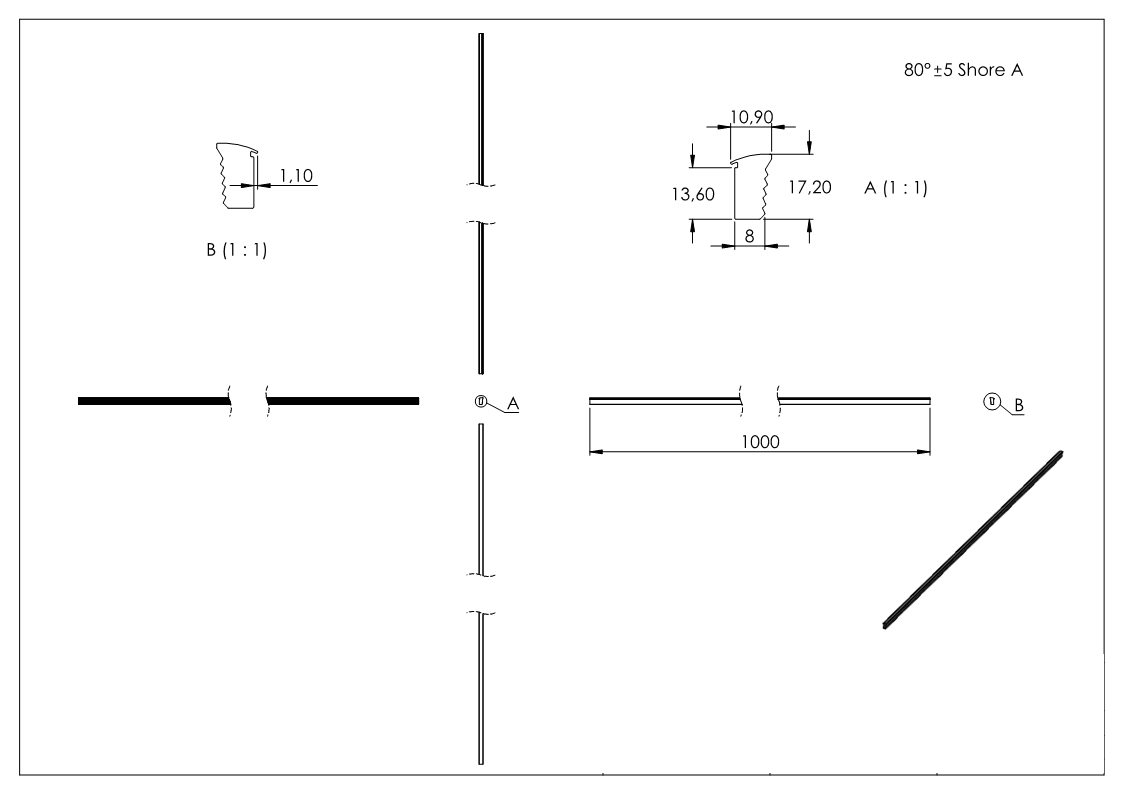 Abschlussdichtung | für Glas: 16,76-17,52 mm | für Profil-Innenseite | ohne doppelseitigem Klebeband | Kautschuk
