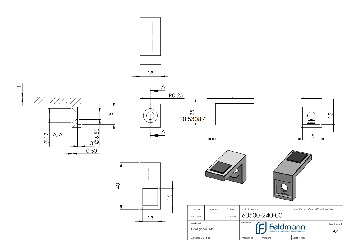 Halteboden Plattenhalter Scheibensicherung fuer Glas - Edelstahl-10-5308.4