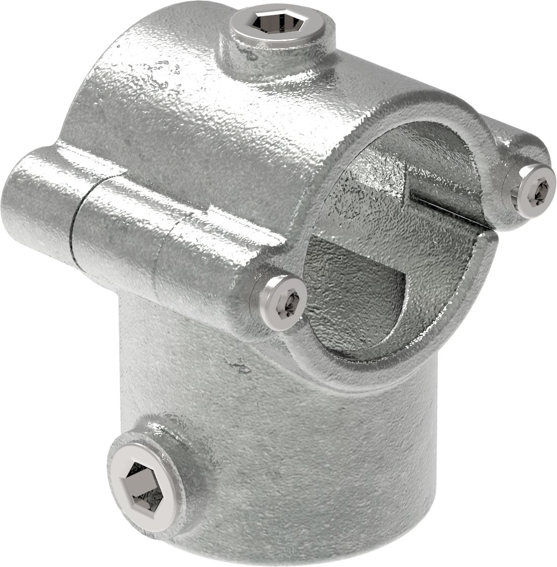 Rohrverbinder T-Stueck mit Bolzen aufklappbar Ø 33-7 mm -1- - Temperguss verzinkt - 136B34-136B34