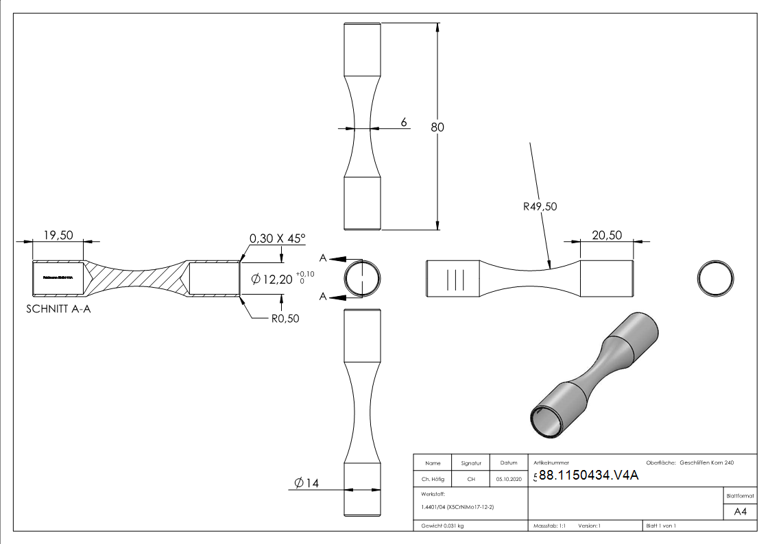 Rundstabverbinder zum Biegen, für 12mm Rund