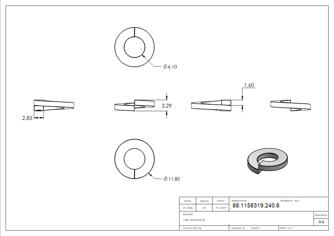 Federring V2A Edelstahl M6 glatt DIN 127-88-1158319-240.6