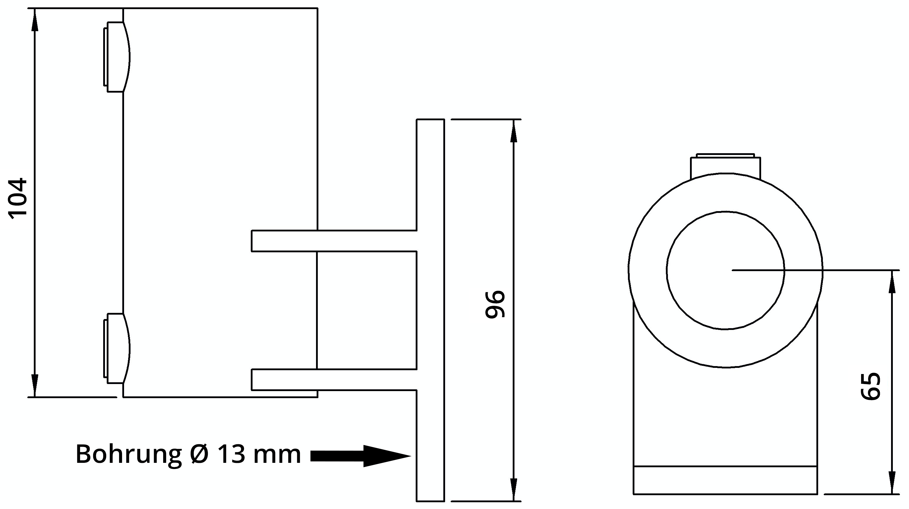 Rohrverbinder | Wandhalter Platte vertikal | 144B34 | 33,7 mm | 1" | Temperguss u. Elektrogalvanisiert