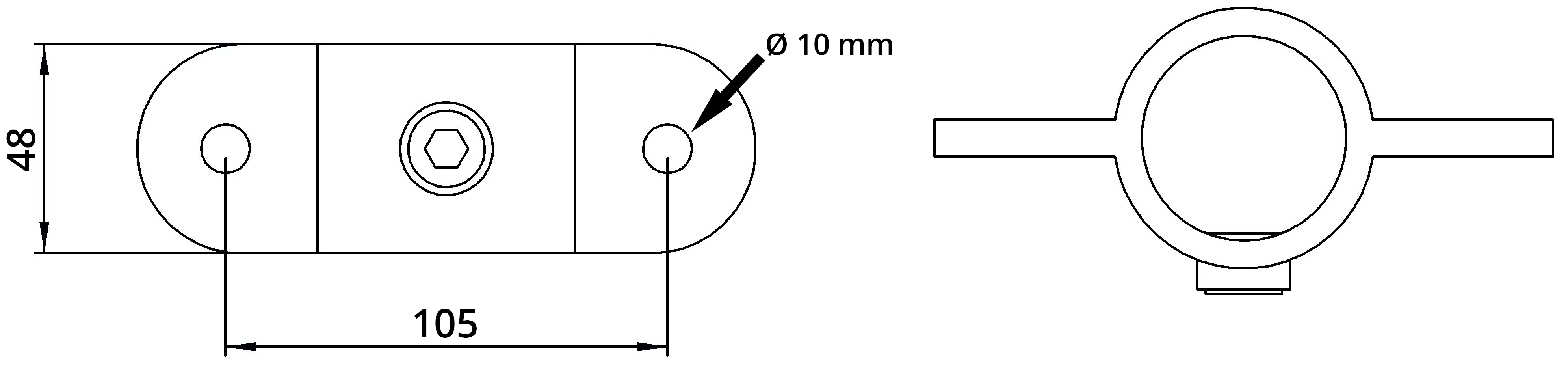 Rohrverbinder Gelenkauge doppelt Ø 48-3 mm -1 1-2- - Temperguss verzinkt - 167MD48-167MD48