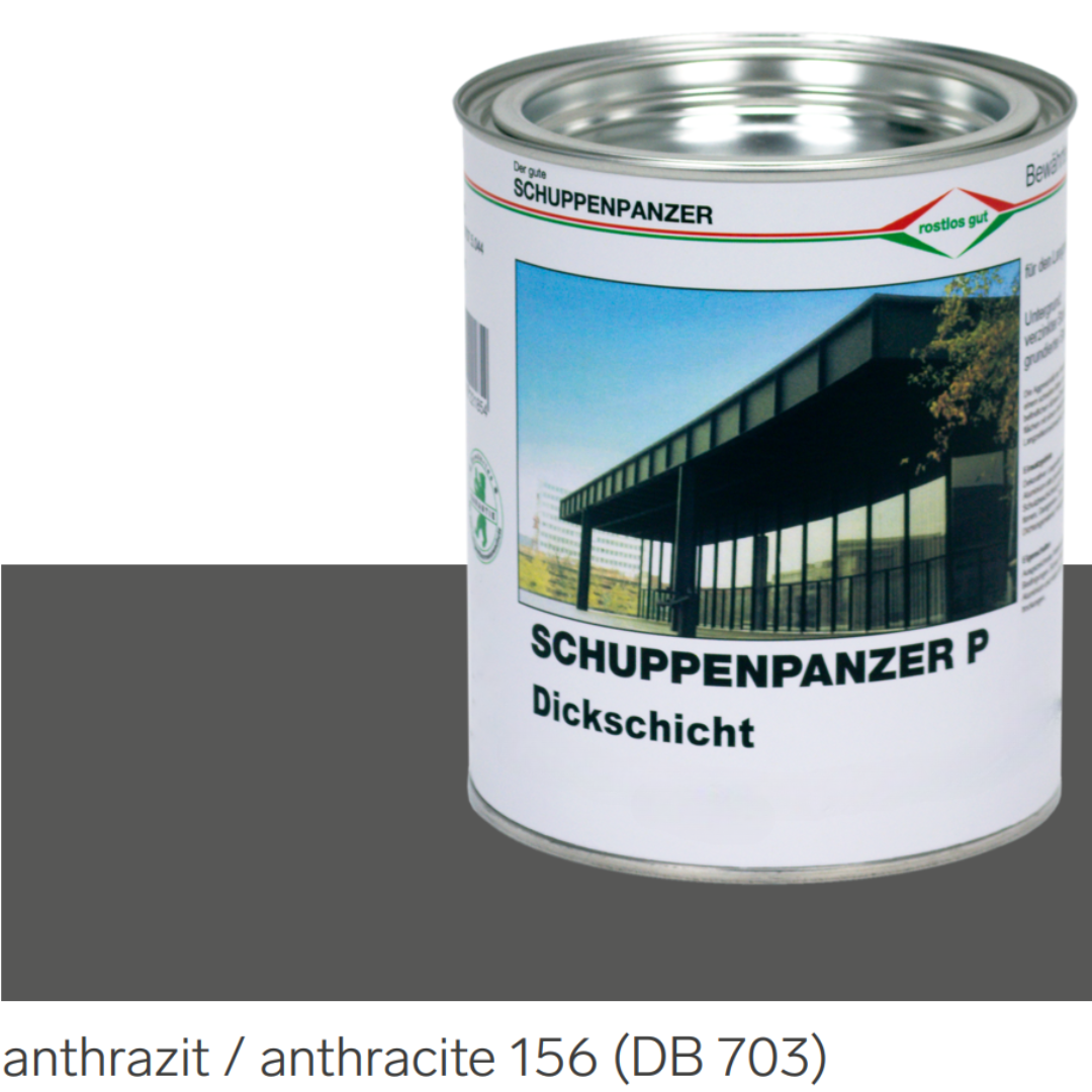 SCHUPPENPANZER-P Dickschicht 0714 anthrazit 156 DB 703 2,5 l für Zäune und STAHL