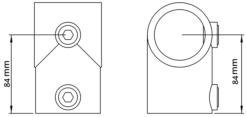 Rohrverbinder - T-Stueck kurz - 101E60 - 60-3 mm - 2- - Feuerverzinkt u. Elektrogalvanisiert-101E60